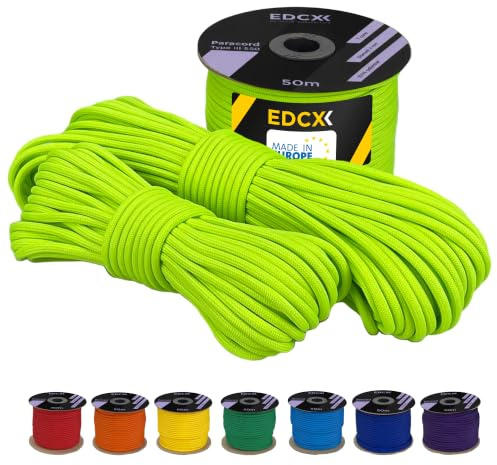 EdcX 4 mm Polyester Paracord 550 25+ Farben (15, 30 und 50 m) – Typ III, 100% Nylonseil, 7 Litzen Seil, 4mm Nylonseil in vielen Farben | Solid Colors