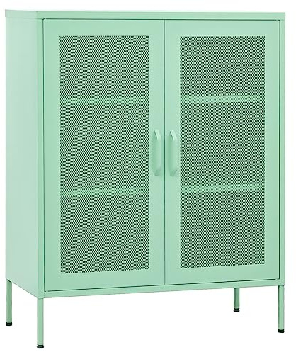 vidaXL Armario de Almacenamiento Aparador Librería Alacena Estantería Organizador Muebles Hogar Estable Acero Verde Mint 80x35x101,5 cm