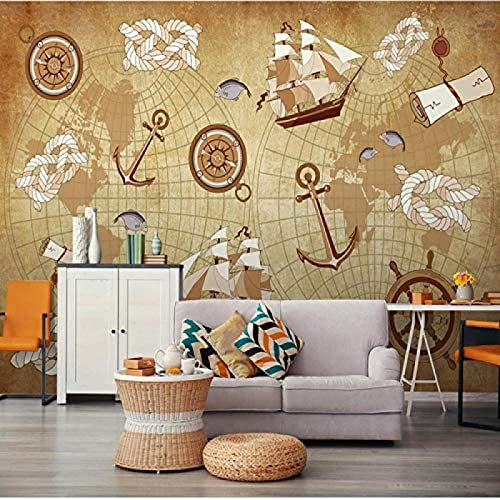 XLMING Mural personalizado Tv Fondo Papel de pared Dibujos animados Niños Niño Habitación Navegación Papel Decoración Fotomural sala Sala de estar Pared Pintado Papel tapiz no tejido-430cm×300cm