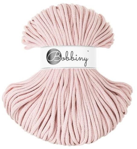 Bobbiny Premium 5 mm flätat makramérep (pastellrosa) 100 m