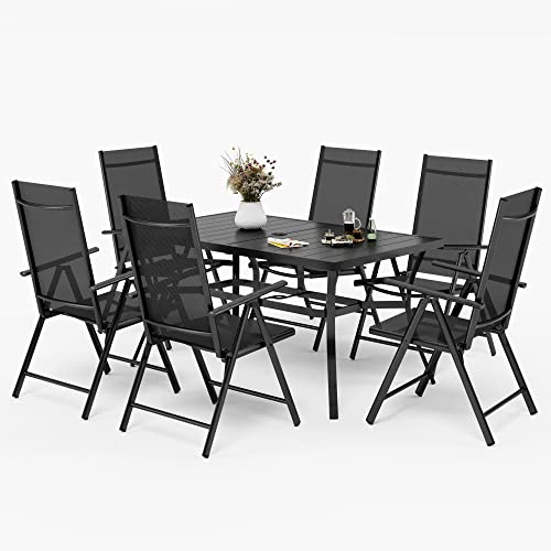 PHI VILLA 6+1 Sitzgruppe Gartenstühle & Gartentisch, 6X verstellbar mit 7 sitzpositionen Gartenstühle klappbar, Terrassenmöbel Balkonmöbel Gartenmöbel Sets