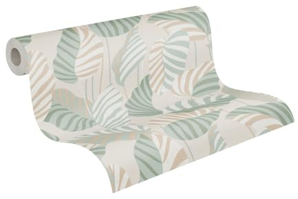 A.S. Création Wallpaper Floral Design - Cream, Green - Flower Wallpaper 395.99in x 20.87in Made in Germany - 390943