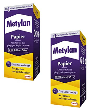 Metylan Colle pour Papier Peint - Formule Forte pour Formats Léger, Normal et Lourd - 2X 125g sans Conservateurs pour Tapisser et Bricoler