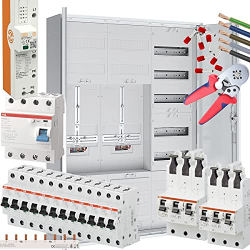 WITTKOWARE Komplett-Zählerschrank, 2x 3-Punkt Zählerplätze, Verteilerfeld mit APZ, FI-Schalter 40/0,03A, 12x Sicherungsautomaten B16A, Überspannungsschutz, Verdrahtungssatz, 2x SLS 35A