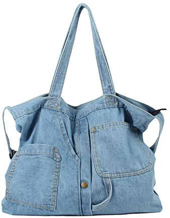 LHHMZ Denim Hobo Bags für Damen Retro Jean Umhängetasche Casual Jean Tote Handtaschen Denim Freizeittaschen für Teenager-Mädchen