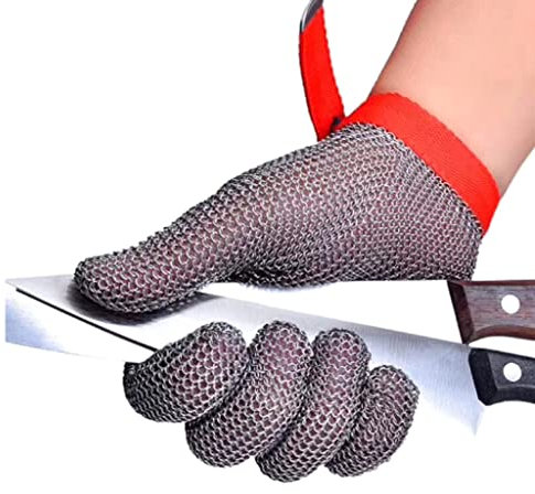 Anti Cutting Gloves Clothing cutting gloves, Stainless steel chain mail gloves, Men women safety work gloves with nylon wrist strap (Size : 1PCS/XXL)