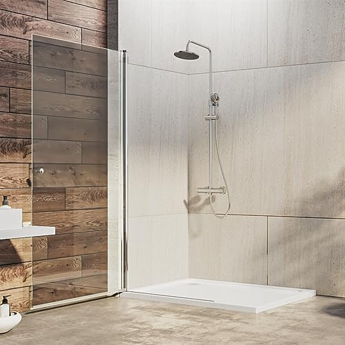 IMPTS Drehbar Walk in Duschwand Dusche 70x185cm Nischentür Duschtür Duschtrennwand Schwingtür aus 6mm klar ESG Glas
