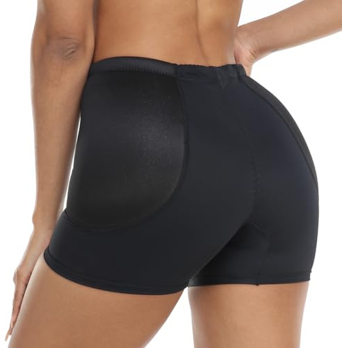 Joweechy Womens Hip Enhancer Pads Tummy Control Shapewear Shorts Underwear Slimming Butt Lift Mid Rise Sculpting Shaping Brief Knickers S,Black