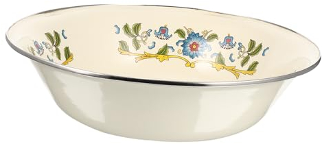 BESTonZON Tazón De Sopa De Esmalte Cuenco Chino Tazón De Esmalte Lavabo De Esmalte Mezcla De Metales Ensaladera De Esmalte Tazón De Fuente De Metal De La Vendimia Porcelana Boda