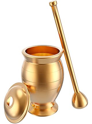 Mörser- und Stößel-Set Mörser-Stößel-Set aus Messing Traditionelles Mörser- und Stößel-Set aus Messing for Gewürze und Kräuter, Gold Gewürzmühle, Kräutermühle (Size : XXL)