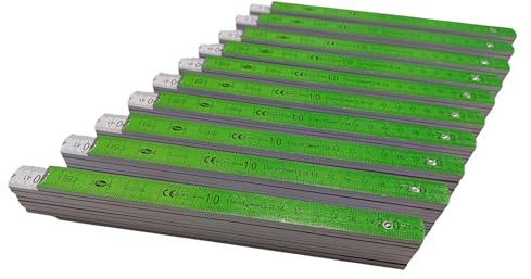 10x ADGA Meterstab 2 Meter grün Zollstock Meterstäbe Gliedermaßstab