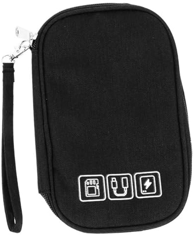 ZONADAH Organizador de cables electrónico, bolsa de bolsa, accesorios electrónicos, organizador de viaje, bolsa de gadget para cables, banco de energía, cargador USB, placa dura, negro, Negro ,