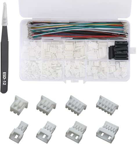 Harissess 460 Stück 1,25mm JST-MX Stecker Kit,2/3/4/5/6/7/8/9/10 Pin Stecker Buchse Gehäuse mit 28AWG Premium Pre-Crimped Kabeln,1.25mm Pitch MX Adapterstecker für Flugregler