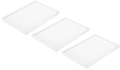 QUARKZMAN 3 Piezas Bandeja de Servicio Pequeña Blanca Mini Bandeja 11 x 16 Bandejas Rectangulares de Plástico Decorativas de Madera para Desayuno Cocina Baño