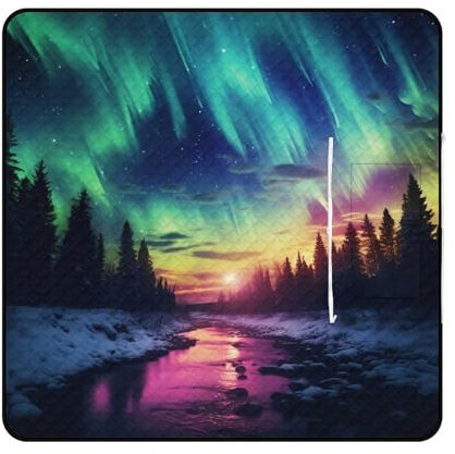 Xiputvl 3D-Eindruck Bunte Aurora Picknickdecke Tiere Strandmatte Outdoor Teppich Wasserdicht, Faltbar Picknick Für Park, GKunsten, Strand, Wasserdicht 200x200cm