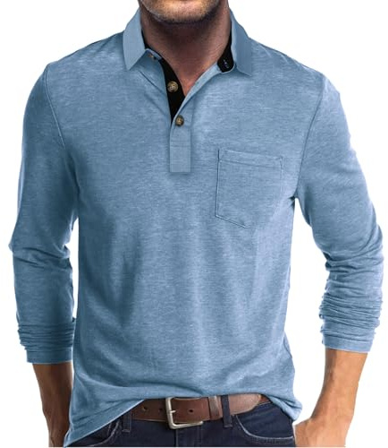 Poloshirt Langarm Herren Polo Shirt T-Shirts Klassisches T Shirt Herren