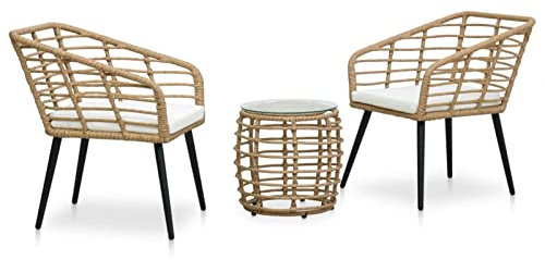 Buzaza 3-TLG. Bistro-Set Balkonset Bistrotisch Outdoor BalkonmöBel Bistro Set Outdoor Poly Rattan Eiche