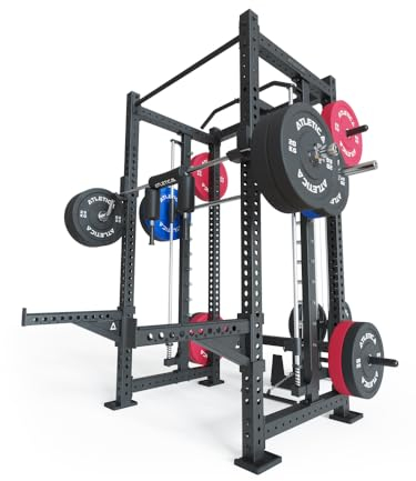 Atletica R8 Spectre Medium | Power Rack | Smith Machine inklusive | Latzug-Anbau mit Leg Blocker optional| 3mm Stahl Größe inklusive Latzug - Weight Stack (Steckgewichte)
