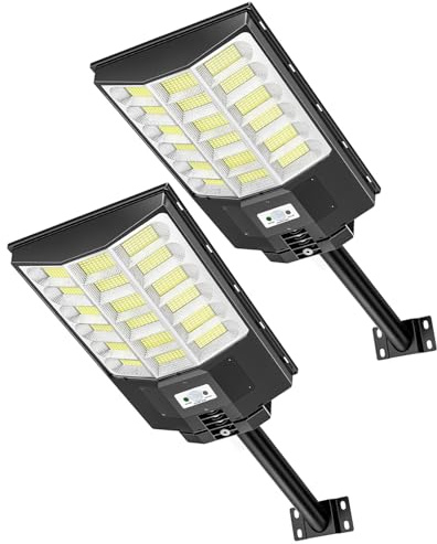 Sararoom Straßenlaternen Solar | 1000W LED Strahler Außen mit Bewegungsmelder Sensor | 864Led 6500K Wandleuchte mit Fernbedienung, IP65 Aussenleuchte Wegeleuchten für Garten Terrasse Garage Hof, 2st