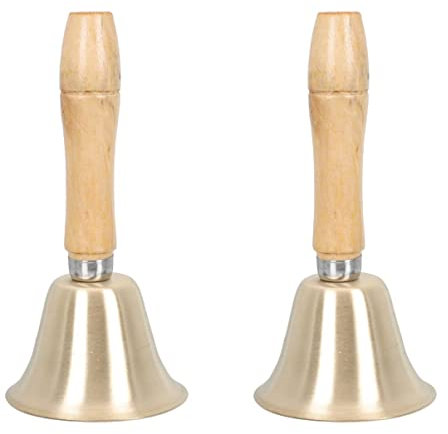 3 Stück kleine Handklingelglocken aus Holz für Weihnachten, Restaurant, Gebetsglocken, Café, Service für Abendessen, europäischer Griff, Hochzeitsempfangsglocke, Handglocke für Haustiere, Hotel mit