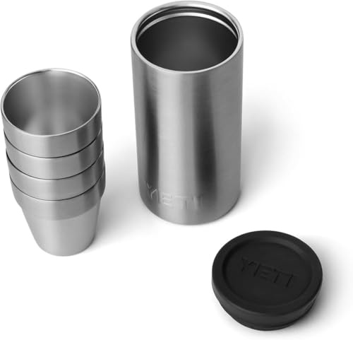 YETI Shot Glasses with Carrying Case, Stainless Steel | Camping Shot Glasses Set with Double-Wall Insulation, Stackable Design & Stainless Steel Construction (4 x 48ml)