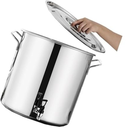 Suppentopf Aus Edelstahl - Suppentopf Mit Zapfhahn, Runder Suppentopf Mit Soft-Touch-Griffen, Suppentopf Aus Edelstahl Mit Verbundboden, 5–65 L Weinkübel, Verdickte Milchkanne Mit Zapfhahn(30*30cm(20L