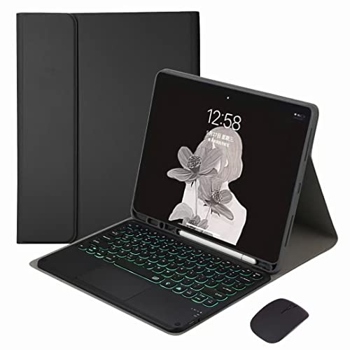 JZCZMCE Funda con Teclado para Samsung Galaxy Tab S10 Ultra/S9 Ultra/S8 Ultra 14,6 Pulgadas, Contiene Ñ, Teclado Inalámbrico Retroiluminado Magnético Extraíble con Ratón,Negro