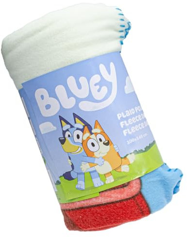 ms móvil shop Bluey Manta Infantil de 100x140 cm 100% Polyester - Estampa de Bandit con Queso, Bingo y Bluey | Producto Oficial de Bluey para niños de Ludo BBC Studios