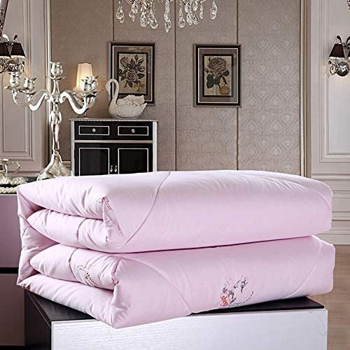 Premium-Steppdecke aus extra schwerer Wolle, Winter-Daunen-Alternative, natürlich weiche Steppdecke, 220 x 240 cm (87 x 94 Zoll), Einzel-, Doppel- und Kingsize-Bett (Rosa 180 x 220 cm (71 x 87 Zoll))