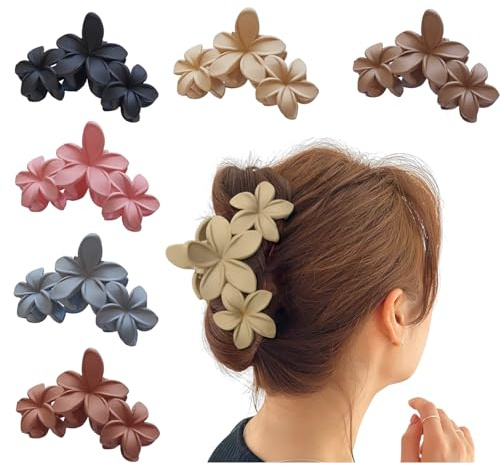 6 Stück Haarklammer Blume Haarspangen Damen Matte Haarspangen Vielseitiger Stil, Blumenform, Geeignet Für Langes Haar, Glattes Haar, Lockiges Haar, Feines Haar, Dickes Haar.