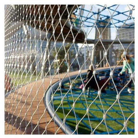 Acero Galvanizado Alambre Tejido De Malla Red De Cuerda De Acero Inoxidable Flexible, Diámetro De Alambre De 3 Mm, Orificio De Malla De 10 Cm, Cerca De Límite De Protección De Resistencia A Impactos,