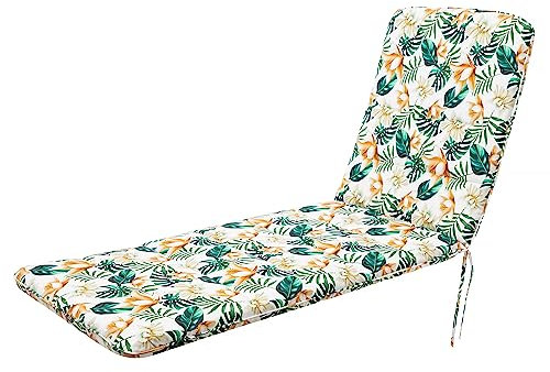Bjird - Liegenauflage mit Gummibändern, Auflage für Gartenliege 185x60x6 cm - Polsterauflage für Sonnenliege, Auflagen für Deckchair - wasserdicht, doppelseitig - Weiße Blumen