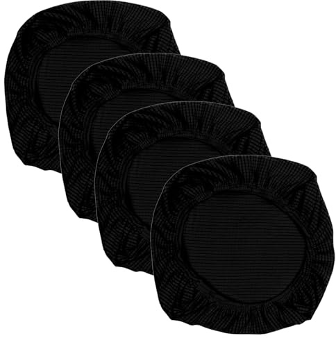 Yikko Elastic Stretch Spandex Stuhl Sitzbezüge Schonbezüge Waschbare Passform für Bürostühle, Esszimmerstühle, Bar Hochzeitsfeier Dekor (4, Schwarz)