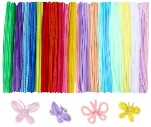 300stk Pfeifenputzer zum Basteln Blumen, 30cm Bunt Pfeifenreiniger zum Basteln set für DIY Blumenstrauß, Pipe Cleaner Flower Set, Pfeifenreiniger Blumen