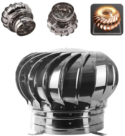 IMUNKT 110-600mm Cappello Eolico per Camino, Comignolo Girevole in Acciaio Inox, Ventilazione, Canna Fumaria Camino Cappello Testa Girevole, Facile Installazione(110mm/4in)