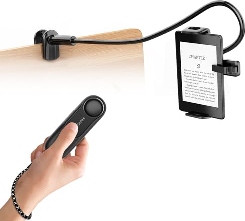 hogance Support pour Kindle avec RF Télécommande Tourne Page (HKRC005) pour Lire au lit, eReaders Support et Télécommande Liseuse for Kindle/iPad/Tablets, Cadeau pour Les Lecteurs