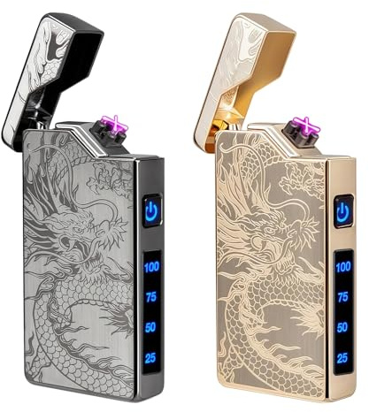 2 PCS Plasma Wiederaufladbare Drachen USB Feuerzeuge, Elektrisches Feuerzeug, Drachen Feuerzeug, Elektrisch Lichtbogen Aufladbar Winddicht Für Kerzen Und Feuerwerk