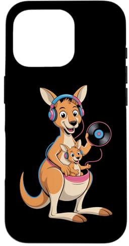Kangourou Dj Avec Casque Vinyle Musique Coque pour iPhone 16 Pro