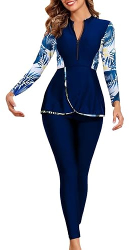 Générique Femmes Maillot de Bain Musulman: Doux Complet 2 Pièces Burkinabi Manches Longues Haut Pantalon Natation Anti - éruption - Maillot de Bain Islamique