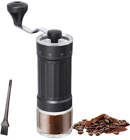 External Adjustable Manual Coffee Grinder, 40-Grade Adjustable Coffee Bean Grinder, Portable Hand Coffee Bean Mill, Hand Coffee-Grinder for Home, Travel, Camping, Espresso, Pour Over, Moka Pot