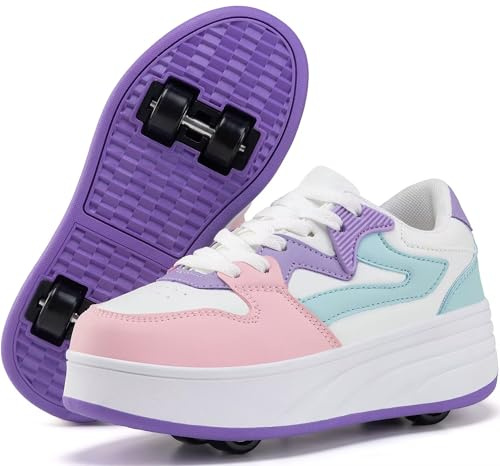 ANEFUN Rollschuhschuhe für Damen und Mädchen, Turnschuhe mit abnehmbaren Rädern, Sportschuh, geeignet für Halloween, Weihnachten, Geburtstag, Party, Geschenke
