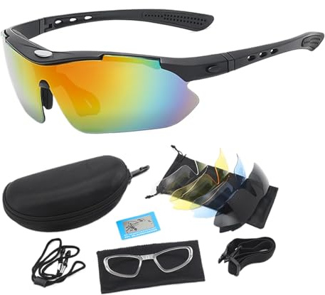 Polarisierte Fahrradsonnenbrille - Fahrradbrillen Polarisierte Mit 5 Wechselgläsern, Winddichte Rennradbrille | Ideal Für Radsport Und Outdoor-Aktivitäten, Reduziert Blendung Für Klare Sicht Bei Jed