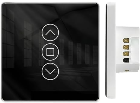 WIYETY Smart WiFi Roller Shutter Switch: 2.5D Curved Tempered Glass Smart WiFi Roller Shutter Voice Control Touch Panel Roller Shutter Timer Switch, Roller Shutter Switch Flush-Mounted for Indoor Use