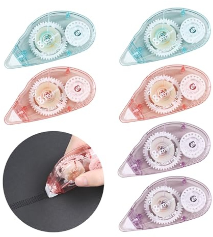 Carehabi Secopad 6 stycken fotolim dubbelsidig självhäftande tejprulle, klippbok tillbehör tejprulle mus för pyssel scrapbook, fotoalbum, hantverk, limmus-kit, 8 mm x 8 m