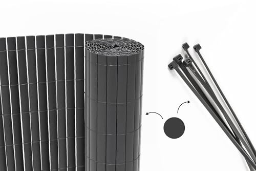 CASANOOV Canisse PVC VISO 3x1,2 m 3,6 m² Gris Anthracite Brise Vue Occultation 95% Lames 30 mm Résistant UV Haute Qualité Balcon Terrasse Durable Densité 1,6 kg/m² Fil Métallique Renforcé