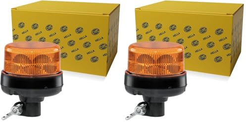 HELLA 2XD 066 146-011 LED Blitzleuchte - Blinkleuchte - K-LED Nano Nano - 12/24V - gelb (amber) - Rohrstutzen, flexibel - Kabel: 150mm - Stecker: DIN standard - für Traktor, LKW, Gabelstapler