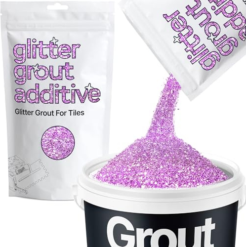 Hemway Lavender Purple Glitter Grout Additive 100g Metallic Flakes for Adding Sparkle to Kitchen & Bathroom Tiles | Enhance Your Indoor Grouting Projects with a Durable Sparkly Effect