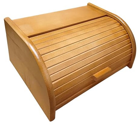 Contenitore per il pane in legno con chiusura a serranda per conservare il pane in cucina, Legno, Brown, small