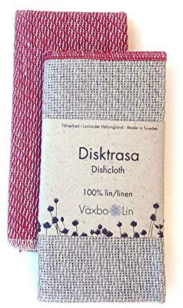 Växbo Lin Doppelpack Spültuch in 100% Leinen. Farbe 1 x rot 1 x ungebleicht Grösse 33x33 cm