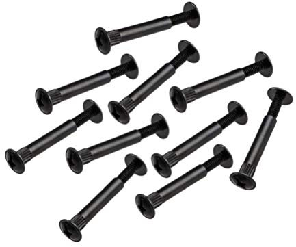 JUVA Möbelschrauben M4 Hülsenschrauben | 20 Stück - Verbindungsschraube mit Hülsen | Stahl schwarz matt | Möbelverbinder für Holzdicke 32–42 mm | Schrankverbinder Kreuzschlitz PZ2 und Flachklinge